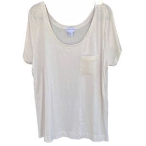 Soft Surroundings Wm’s Sz 3XL Tan/Beige Sheer Pocket Lightweight Tee Shirt